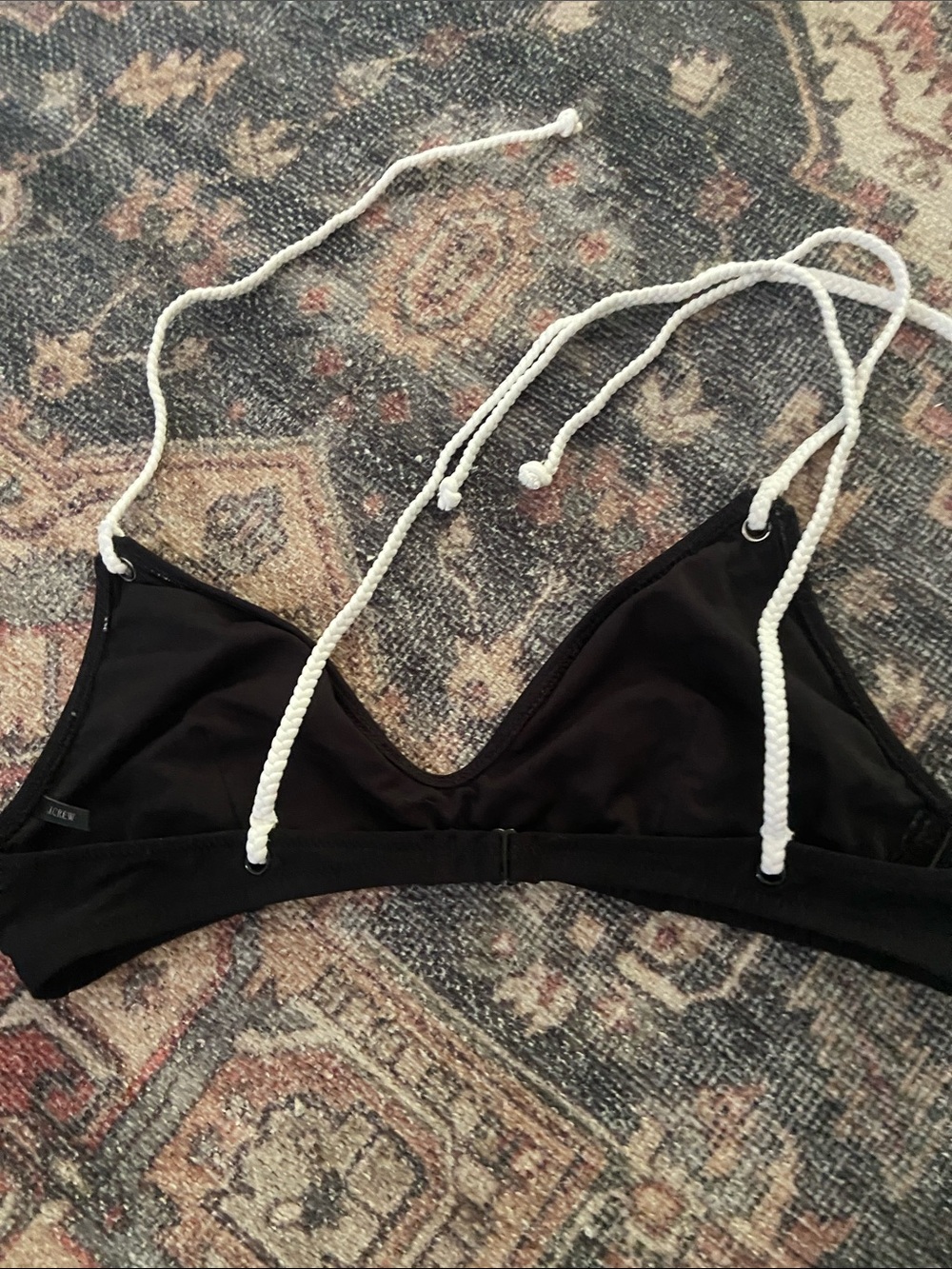 J. Crew Black Bralette with White Rope Tie Straps - Picture 2 of 3